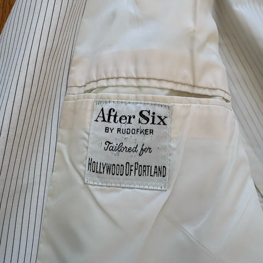 After Six Nite Magic Vintage 40s Pinstripe White Dinner Jacket Tux Sportcoat 43R